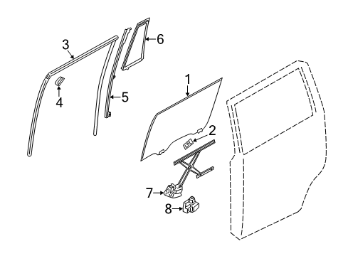 2021 Infiniti QX80 Rear Door SASH REARH Door Ct Diagram for 822221LA0A