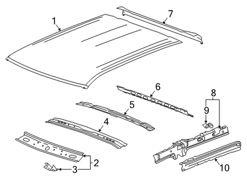 1987 Chevrolet V10 Roof & Components Inner Rail Diagram for 23381538