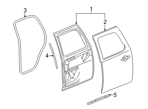 2007 GMC Sierra 3500 HD Rear Door Regulator Diagram for 15901325