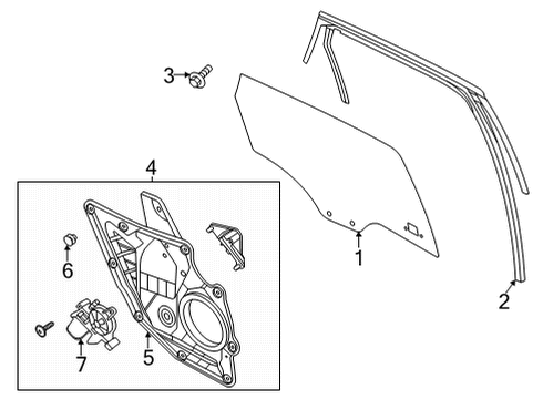 2022 Ford Escape Rear Door RUN - DOOR GLASS Diagram for LJ6Z7825766C