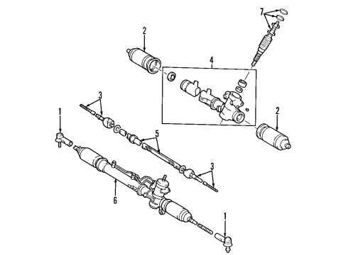 1996 Toyota RAV4 P/S Pump & Hoses, Steering Gear & Linkage Steering Gear Seal Kit Diagram for 0444542020