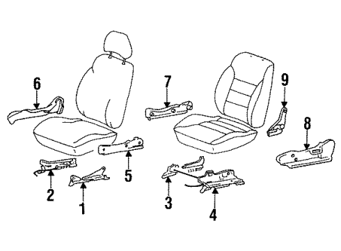 1992 Hyundai Elantra Tracks & Components Track Assembly-Front Seat Inner, Driver Diagram for 8852528000