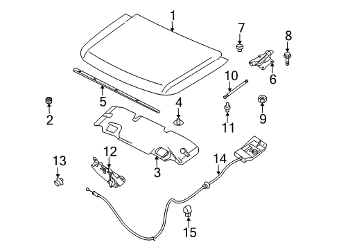 2005 Nissan Armada Hood & Components INSULATOR Hood Diagram for 658407S00B