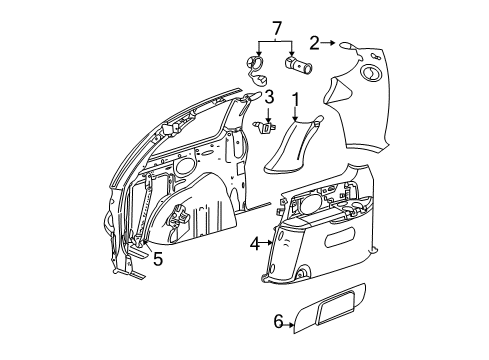 2003 Chrysler Town & Country Interior Trim - Side Panel Molding-C-Pillar Diagram for RT58XT5AE