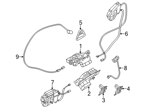 2012 BMW 535i GT xDrive Trunk Bowden Cable, Emergency Unlocking Diagram for 51247154231