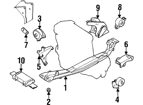 1998 Nissan Sentra Engine & Trans Mounting Rear Engine Mount Bracket Diagram for 113320M811