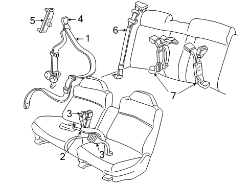 2002 Buick Regal Seat Belt Buckle End Diagram for 88896432