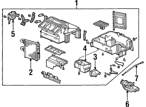 1997 Honda Prelude Heater Core & Control Valve Motor Assembly, Mode Diagram for 79140S30A01