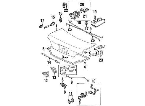 1997 Acura TL Trunk Weatherstrip, Trunk Lid Diagram for 74865SW5000