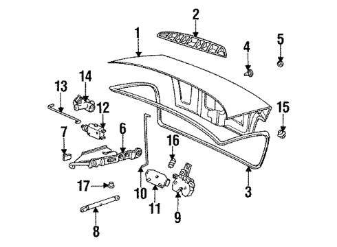 1992 BMW 318i Trunk Lid Rear Trunk Lid Emblem Diagram for 51141872969