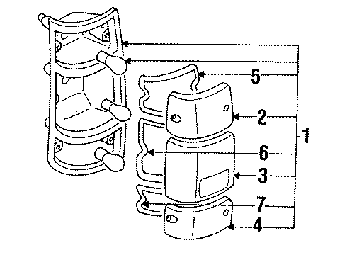 1993 Isuzu Rodeo Combination Lamps Lamp Assy., R. RR. Combination Diagram for 8971210720