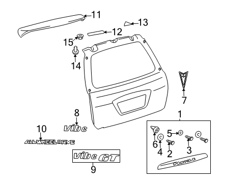 2005 Pontiac Vibe Exterior Trim - Lift Gate Emblem Diagram for 10348686