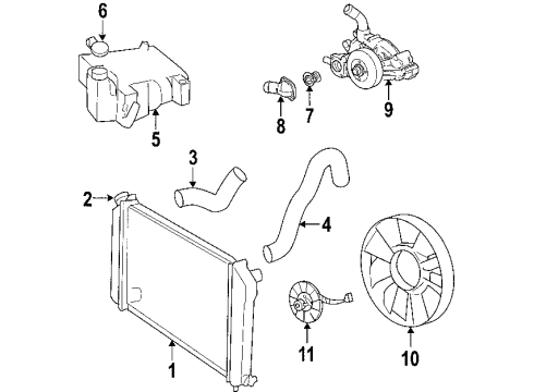 2007 Chevrolet Trailblazer Cooling System, Radiator, Water Pump, Cooling Fan Pump Kit, Water Diagram for 89018166