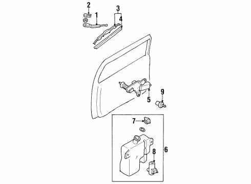 1999 Acura SLX Wiper & Washer Components Rear Wiper Blade Assembly Diagram for 8971219820