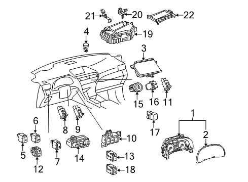 2013 Lexus RX450h Cluster & Switches, Head-Up Display Components, Instrument Panel Switch Assembly, Hazard Diagram for 843300E020