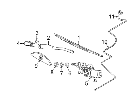 2007 Chevrolet Aveo5 Wiper & Washer Components Motor Cover Diagram for 96376722