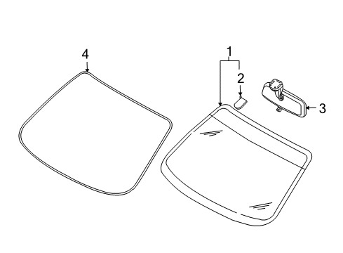 2008 Chevrolet Aveo Windshield Glass, Reveal Moldings Reveal Molding Diagram for 96648415
