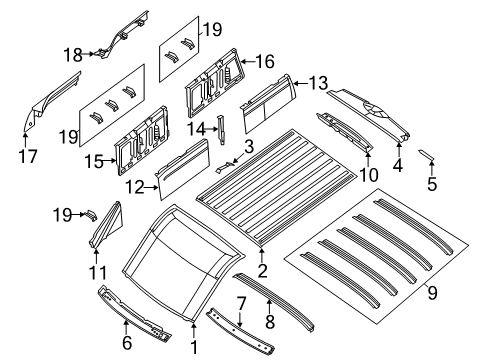 2012 Nissan NV1500 Roof & Components Reinforce Assembly-Side, Panel RH Diagram for G75761PAMA