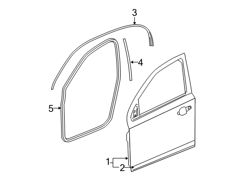 2006 Chevrolet Cobalt Front Door Upper Weatherstrip Diagram for 25829333