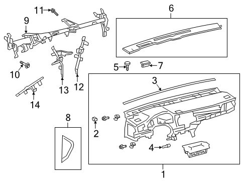 2019 Toyota Avalon Cluster & Switches, Instrument Panel Brace Sub-Assembly, Inst Diagram for 5530806160