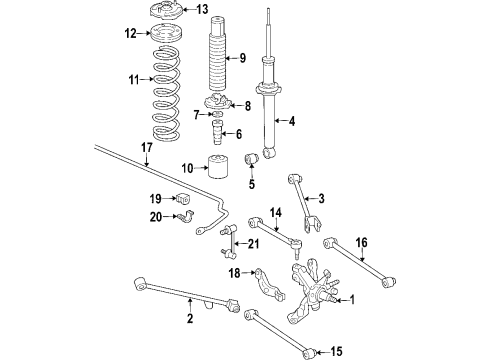 2005 Honda Accord Rear Suspension Components, Lower Control Arm, Upper Control Arm, Stabilizer Bar Bearing Assembly, Rear Hub Unit Diagram for 42200SEA951