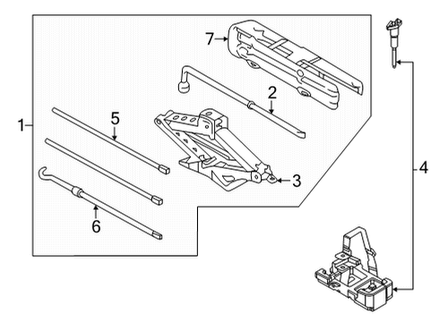 2021 Ford F-150 Jack & Components Lever Diagram for FL3Z17081A