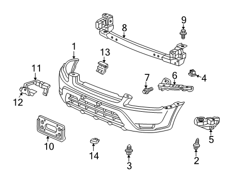 2003 Honda CR-V Front Bumper Beam, R. FR. Bumper (Upper) Diagram for 71140S9A000