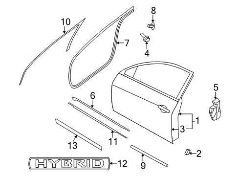 2011 Nissan Altima Front Door & Components, Exterior Trim MOULDING Assembly - Front Door Outside, LH Diagram for 80821JA01A