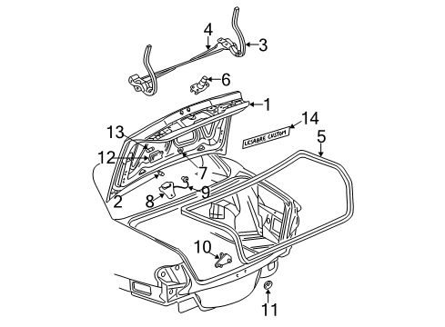 2004 Buick LeSabre Trunk Lid & Components, Exterior Trim Hinge Asm-Rear Compartment Lid Diagram for 25697788
