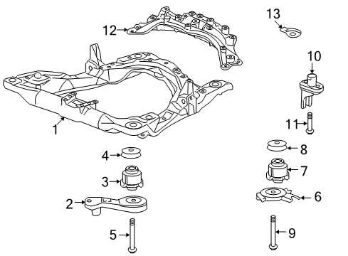 2008 Honda Accord Suspension Mounting - Front Stiffener, Steering Rack Diagram for 50220TA0A00