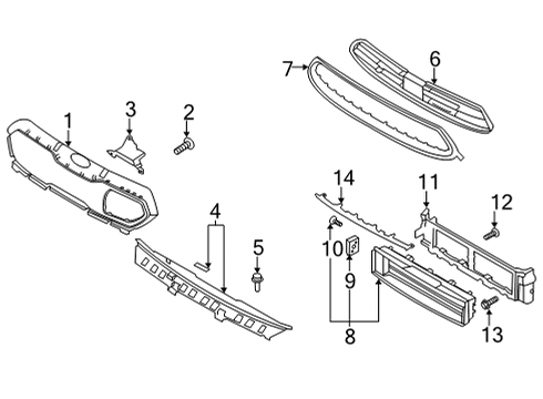2020 Kia Niro EV Grille & Components Front Bumper Grille Diagram for 86561Q4010