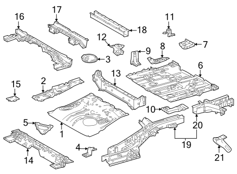 Rear Floor & Rails Bracket, Spare Wheel Diagram for 5835106030