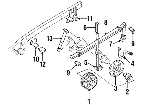 1993 Chevrolet K3500 Rear Brakes Cylinder Kit, Rear Wheel *W/13 X 2.50 Diagram for 5466564