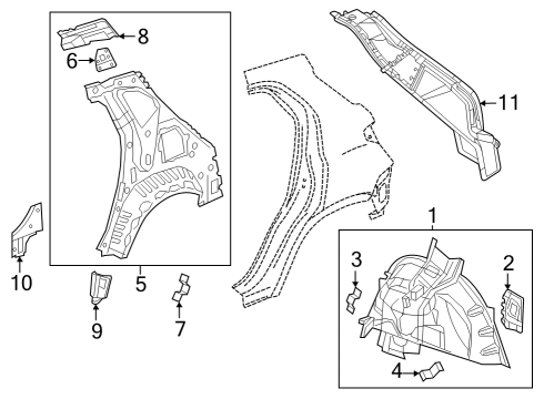 2017 Buick Envision Inner Structure - Quarter Panel Wheelhouse Assembly Upper Bracket Diagram for 23113990