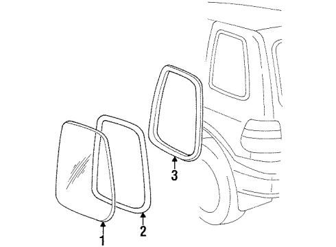 2001 Kia Sportage Quarter Panel - Glass & Hardware Glass-QUARTERWINDOW, LH Diagram for 0K01963951A