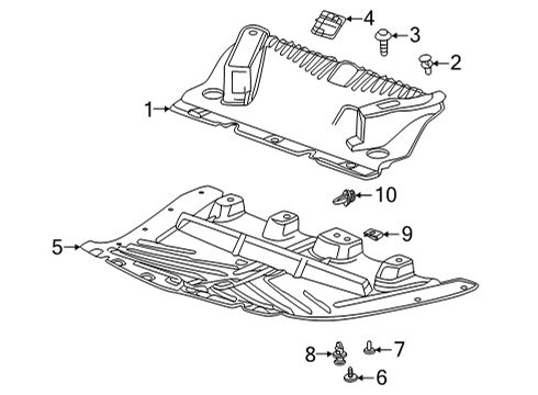 2022 Cadillac CT4 Splash Shields Lower Deflector Diagram for 84433241