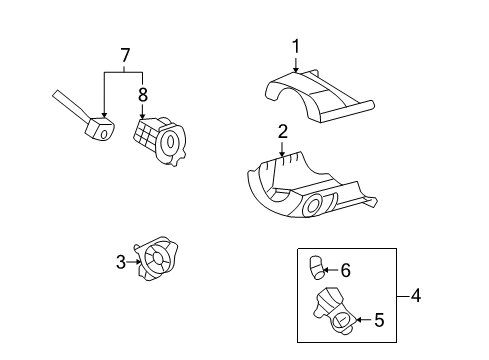 2008 Mercury Milan Shroud, Switches & Levers Column Flange Diagram for 8E5Z3511B