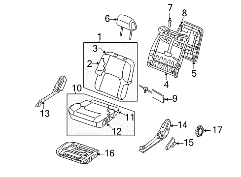 2005 Nissan Xterra Driver Seat Components Lever-Lifter Diagram for 873469BK0C