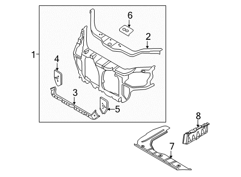 2006 Kia Rio Radiator Support Member Assembly-Radiator Diagram for 641511G000