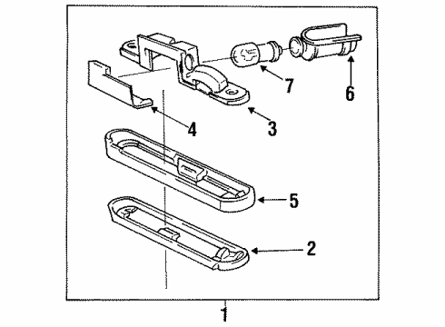 1995 Honda Civic Rear Combination Lamps, License Lamps Light Assy., License Diagram for 34100SR3A01