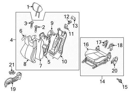 2013 Hyundai Genesis Coupe Passenger Seat Components Cushion Assembly-Front Seat, Passenger Diagram for 882002M050N3B