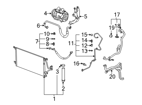 2006 Chevrolet Uplander A/C Condenser, Compressor & Lines Tube Asm-A/C Evaporator Thermal Expansion Valve Diagram for 15187983