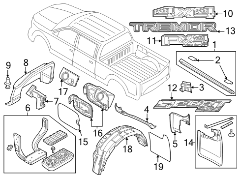 Exterior Trim - Pick Up Box Apron Assembly Bolt Diagram for W703951S300