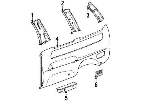1991 Toyota Previa Interior Trim - Side Panel Upper Quarter Trim Diagram for 6241228150B0