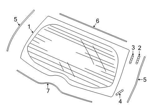 2015 Honda Fit Lift Gate - Glass & Hardware Rubber A, Windshield Dam Diagram for 73214T5A013