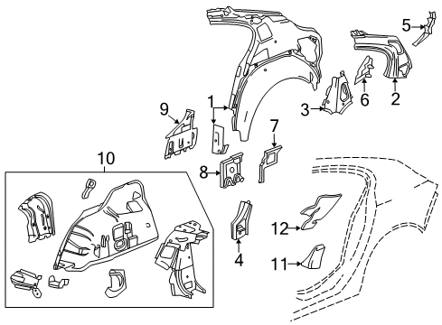 2017 Buick Regal Inner Structure - Quarter Panel Insulator Diagram for 22914331
