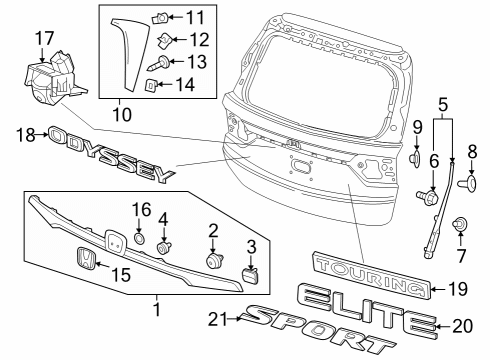 2021 Honda Odyssey Parking Aid Cover Assy., Parking Sensor *NH862M* (METEOR BLAST METALLIC) Diagram for 39681TX4A01ZY