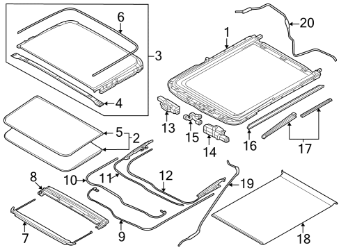 Glass Roof Panel Clip Diagram for 913619Y000