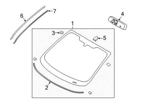 2014 Ford Fiesta Windshield Glass, Reveal Moldings Windshield Molding Retainer Diagram for BE8Z5403178A