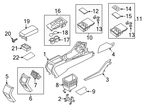 2017 Kia Optima Center Console Cover Assembly-Console R Diagram for 84640D4000WK